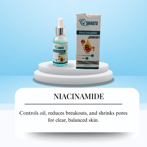 Niacinamide Zinc Oil Control Serum by SHAQTU, designed to control oil and reduce breakouts for balanced skin.